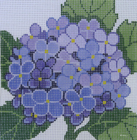 Blue Hydrangea 4 RD. Ornament HP 18 mesh Needlepoint Canvas by Needle  Crossings